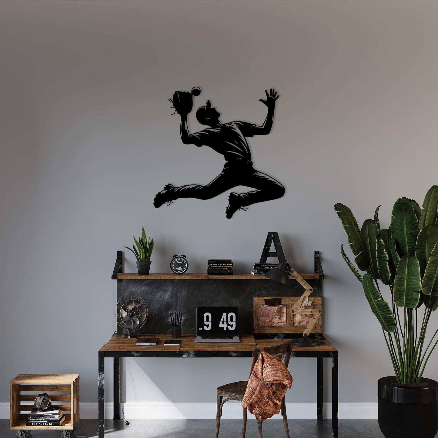 Baseball Player Metal Wall Art: Sports Silhouette Decor, Unique Birthday Gift