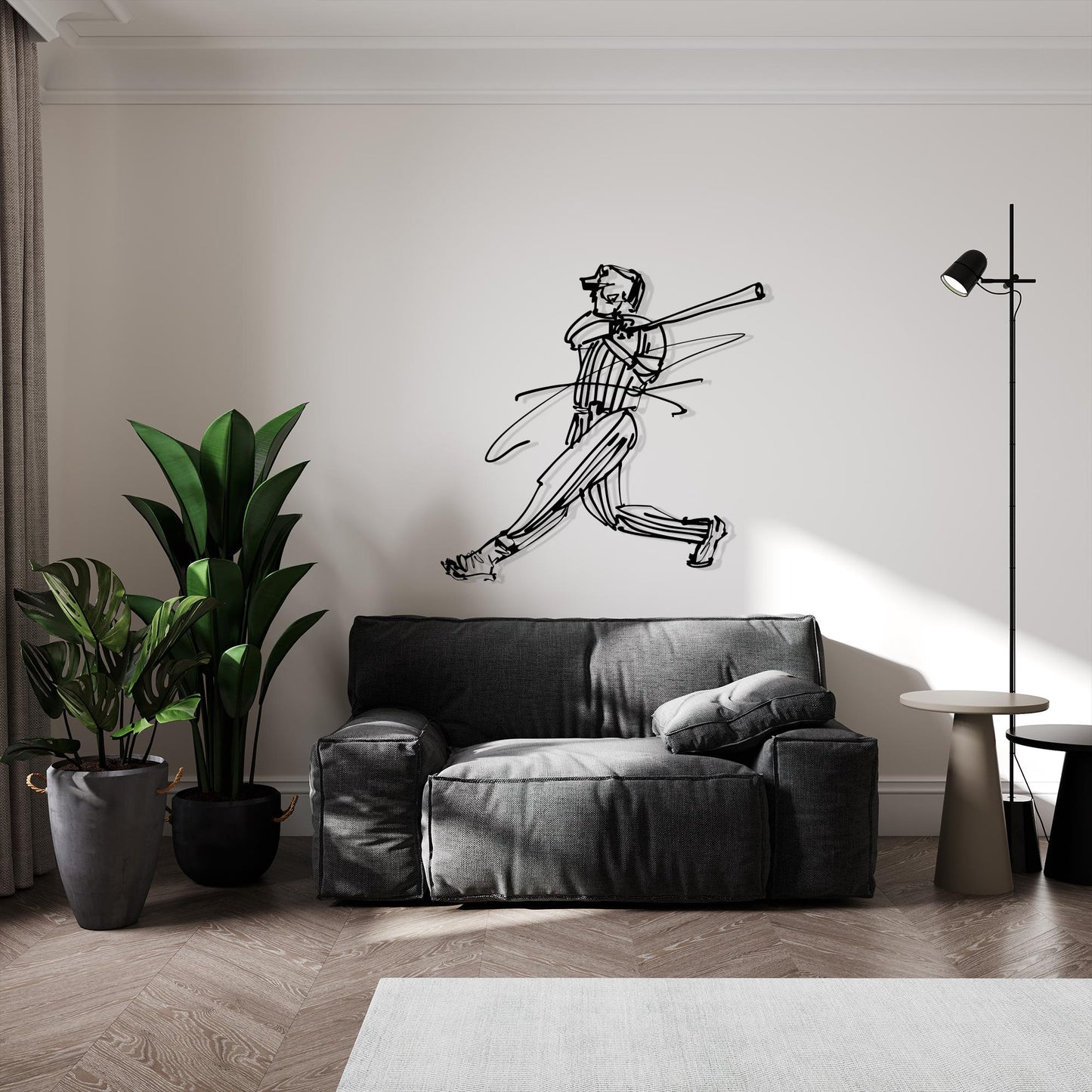 Baseball Player Metal Wall Art: Sports Room Decor, Athlete Gift