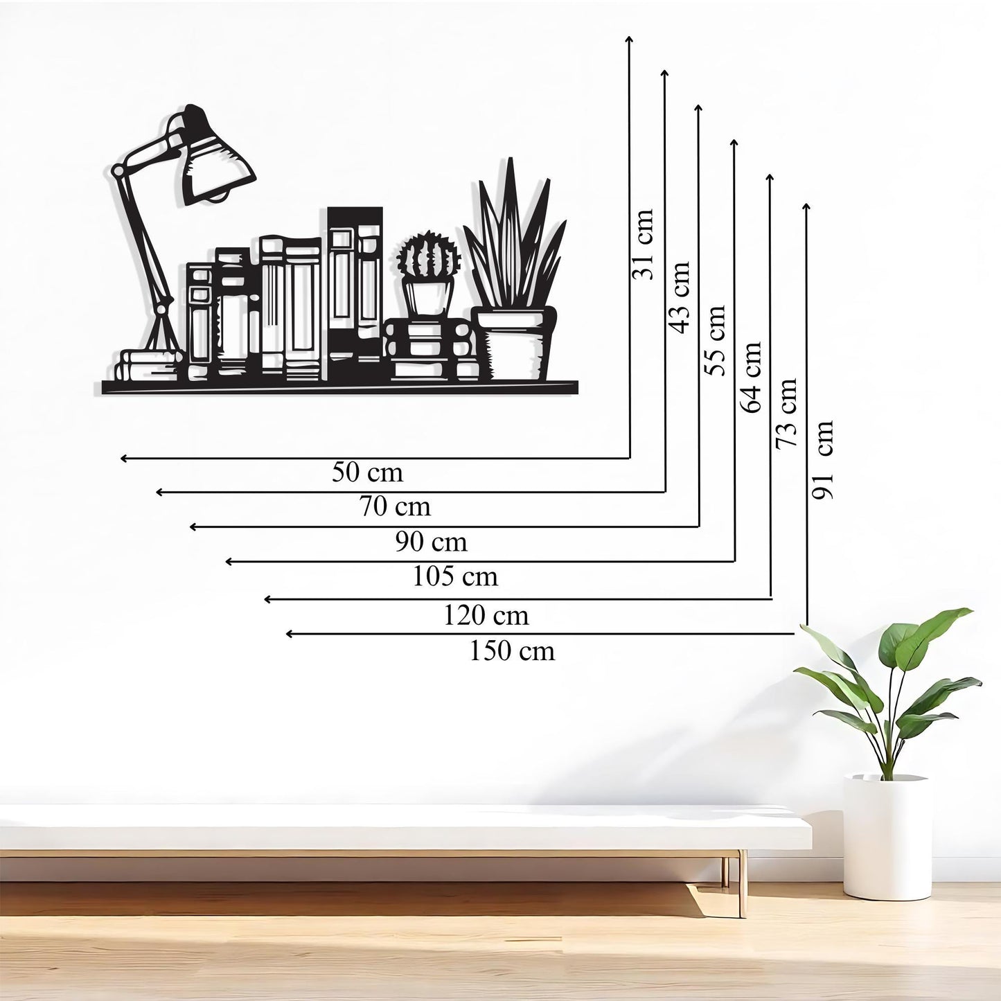 Black Metal Bookshelf Wall Art: Modern Reading Nook Decor, Unique Birthday Gifts