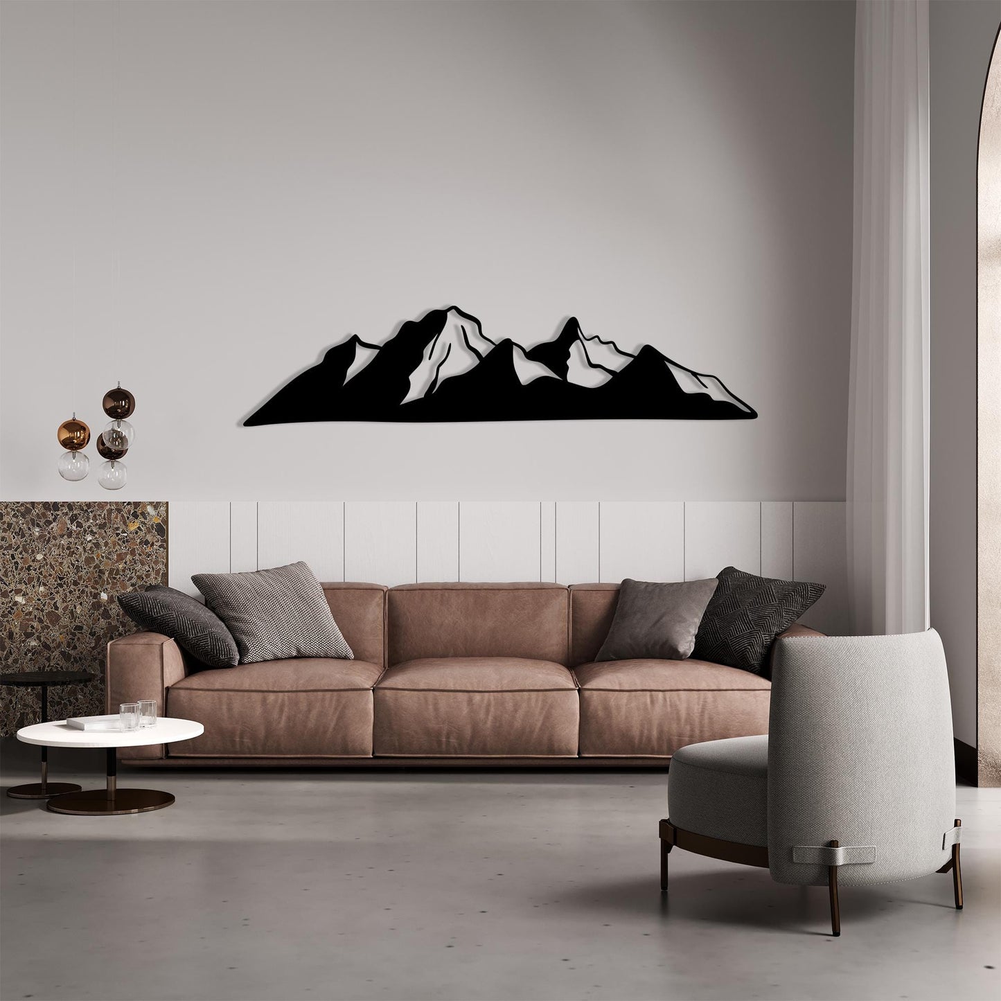 Black Metal Mountain Wall Art: Modern Nature Decor