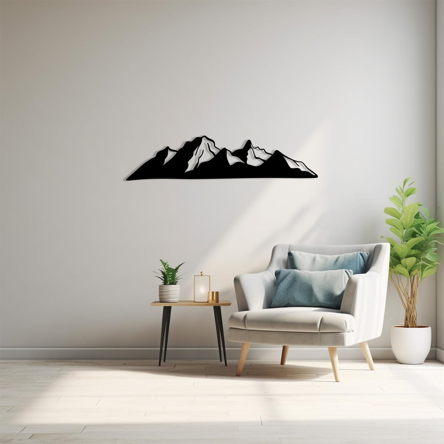 Black Metal Mountain Wall Art: Modern Nature Decor