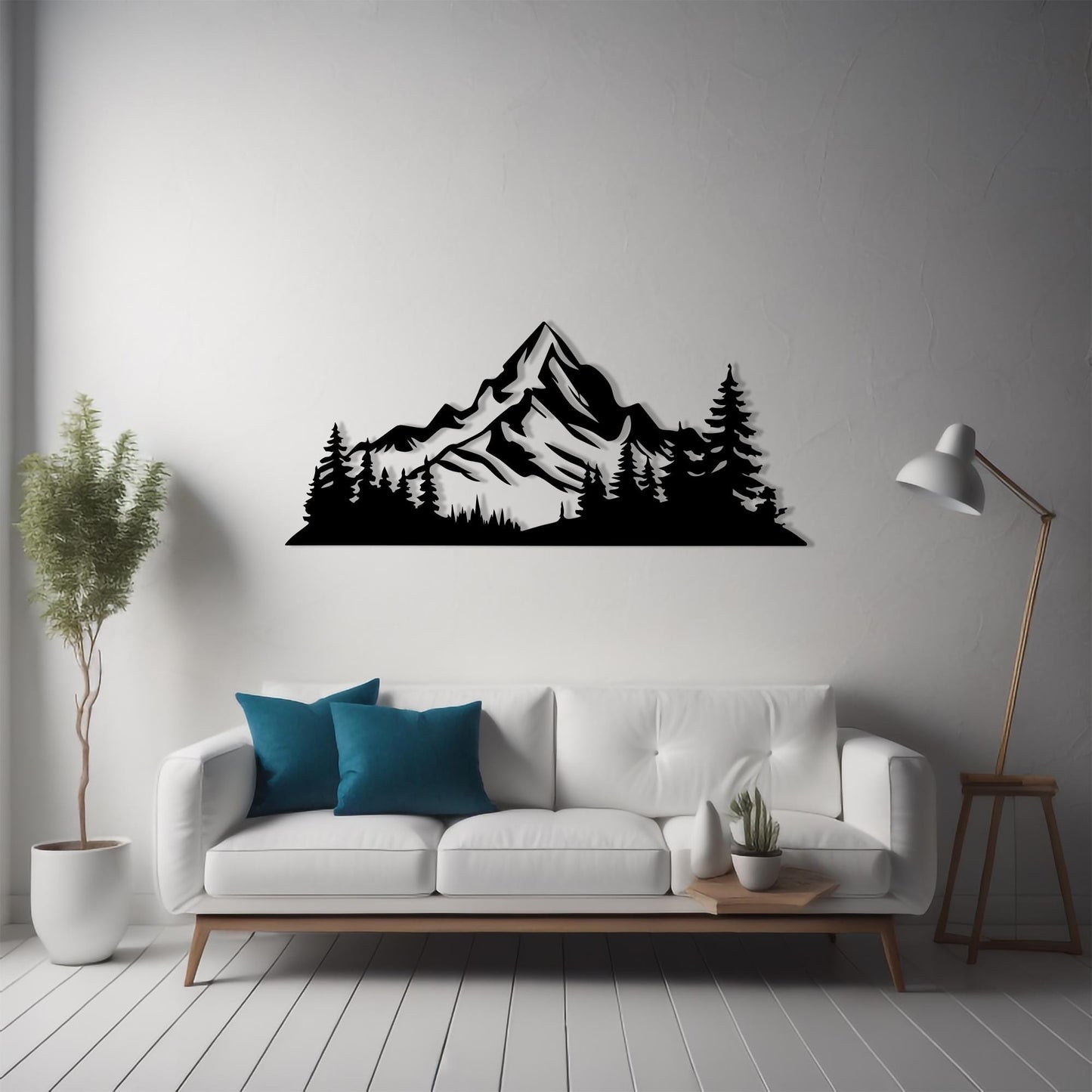 Black Mountain Metal Wall Art: Rustic Cabin Decor
