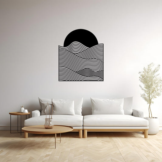 Abstract Waves Metal Wall Art: Modern Coastal Decor, Unique Birthday Gift