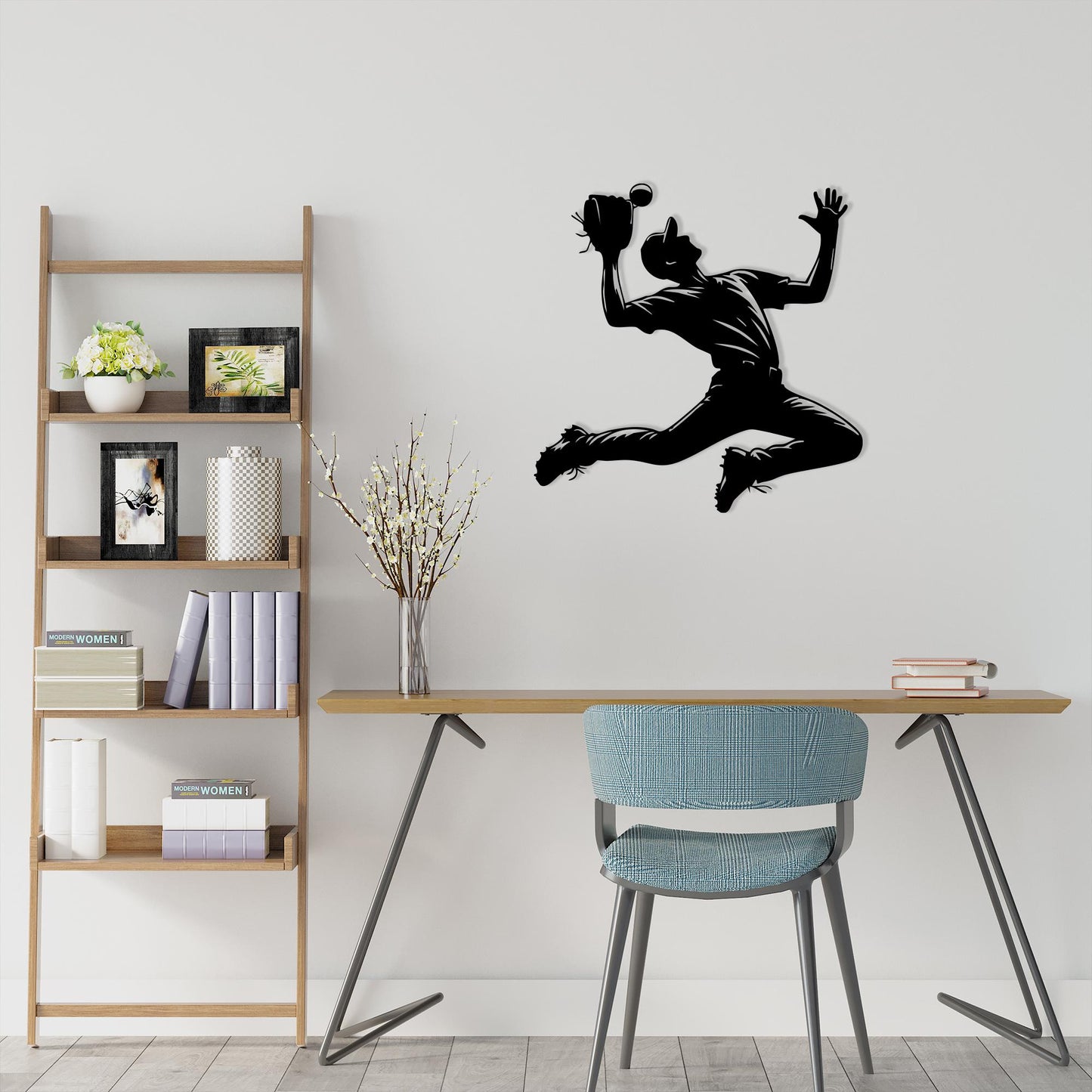 Baseball Player Metal Wall Art: Sports Silhouette Decor, Unique Birthday Gift