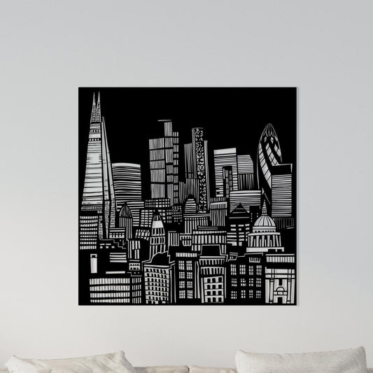 London Skyline Metal Wall Art: Modern Cityscape Silhouette