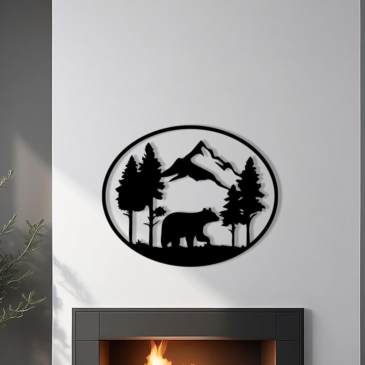 Bear Metal Wall Art: Rustic Cabin Decor, Wildlife Silhouette