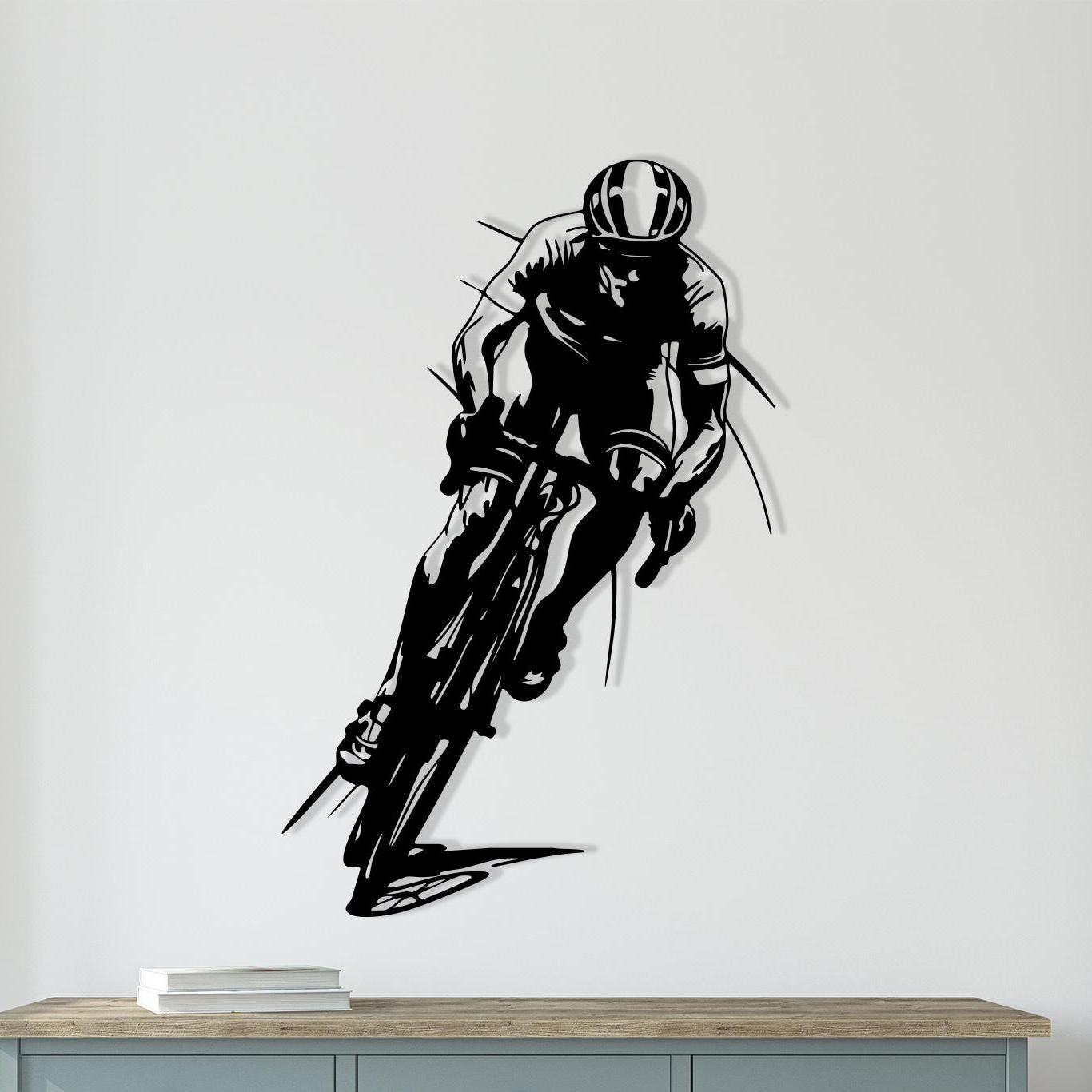 Cyclist Metal Wall Art | Bicycle Rider Silhouette | Sport Room Decor | Biking Gift For Him