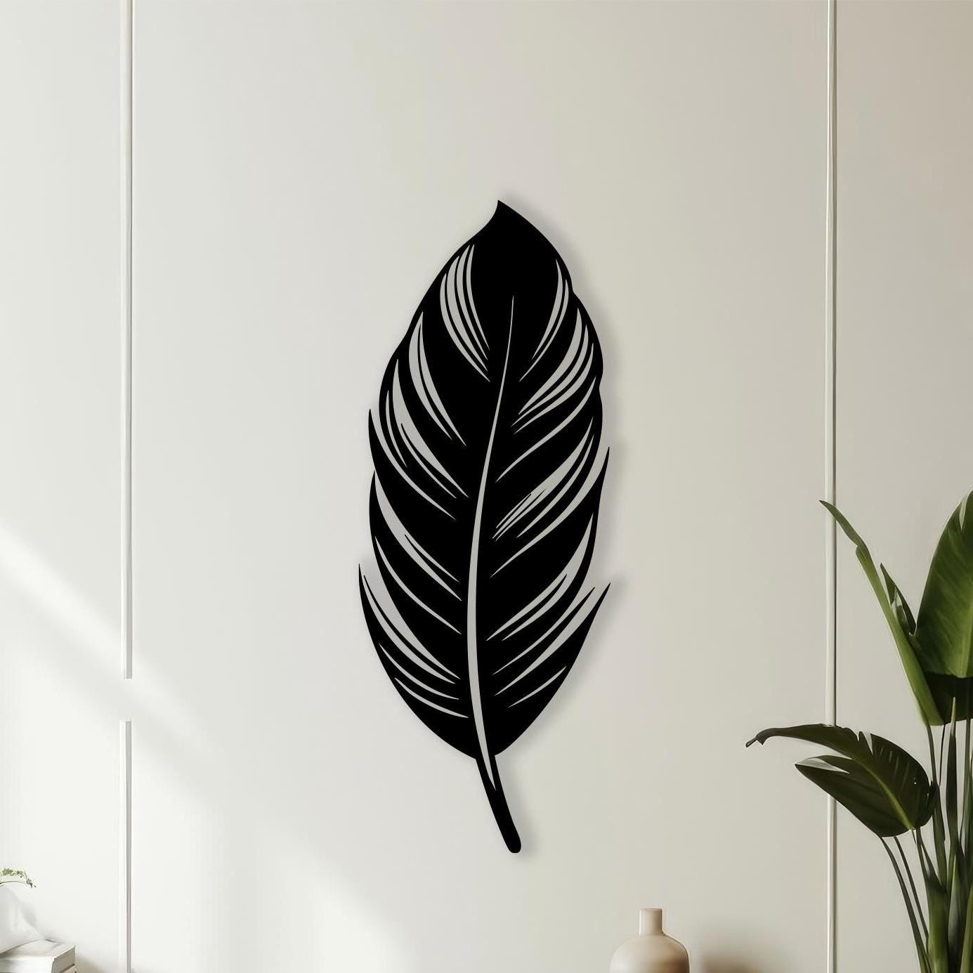 Feather Metal Wall Art: Modern Minimalist Decor