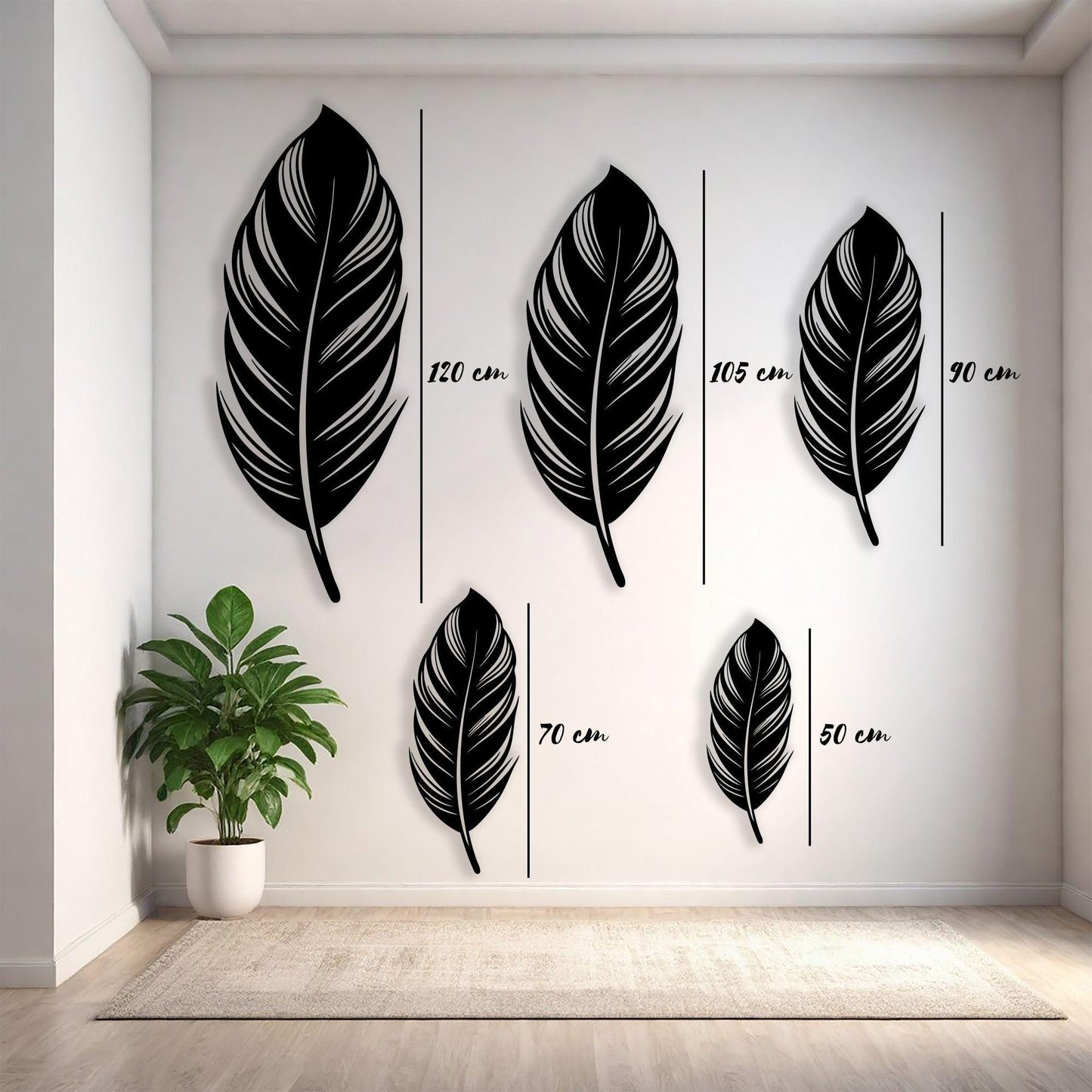 Feather Metal Wall Art: Modern Minimalist Decor