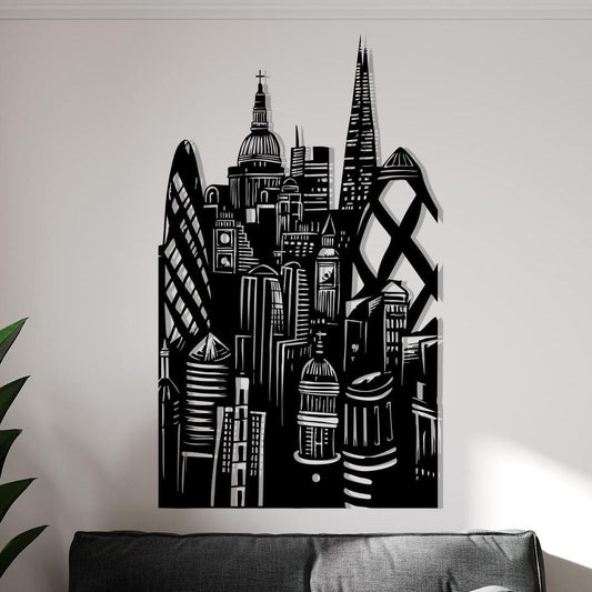 London Skyline Metal Wall Art - Modern Cityscape Decor, Unique Birthday Gift