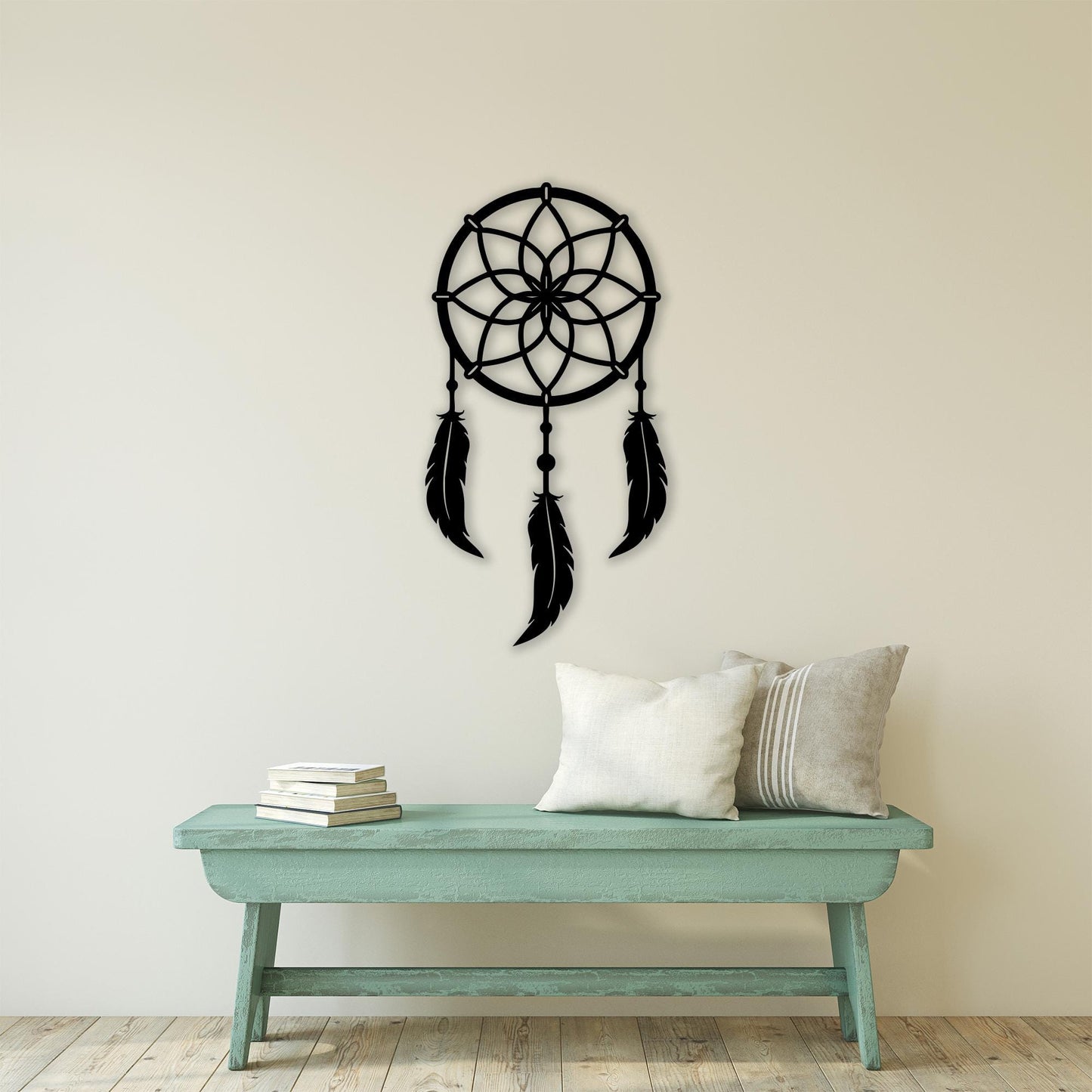Dreamcatcher Black Metal Wall Art: Boho Feather Decor for Bedrooms, Unique Birthday Gifts