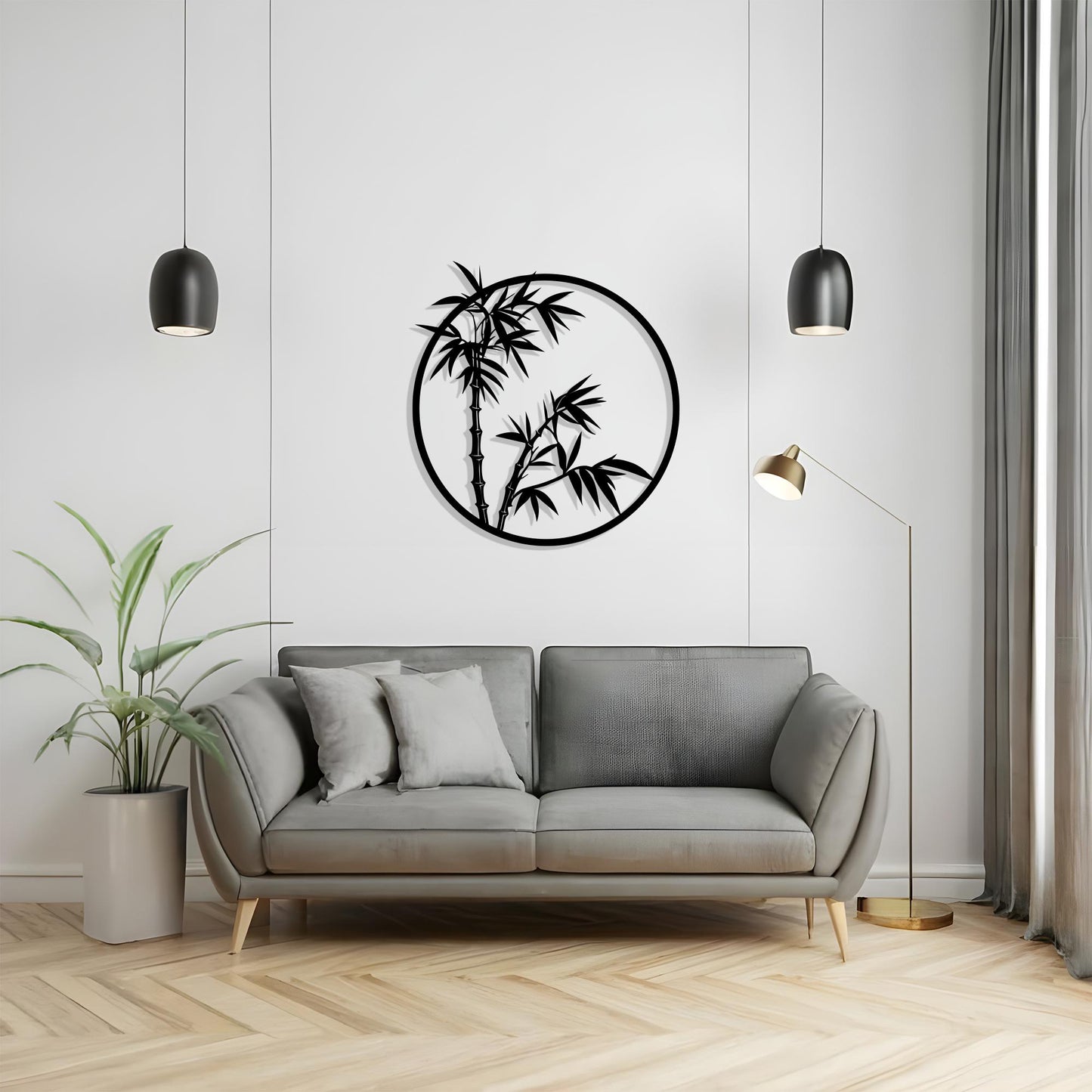 Bamboo Circle Metal Wall Art - Modern Home Decor for Living Room, Unique Birthday Gift