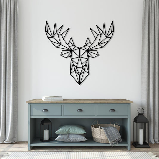 Geometric Moose Head Wall Art, Black Metal Cabin Decor, Housewarming Gift