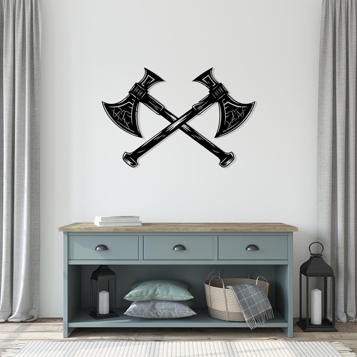 Viking Axe Metal Wall Art: Nordic Home Decor