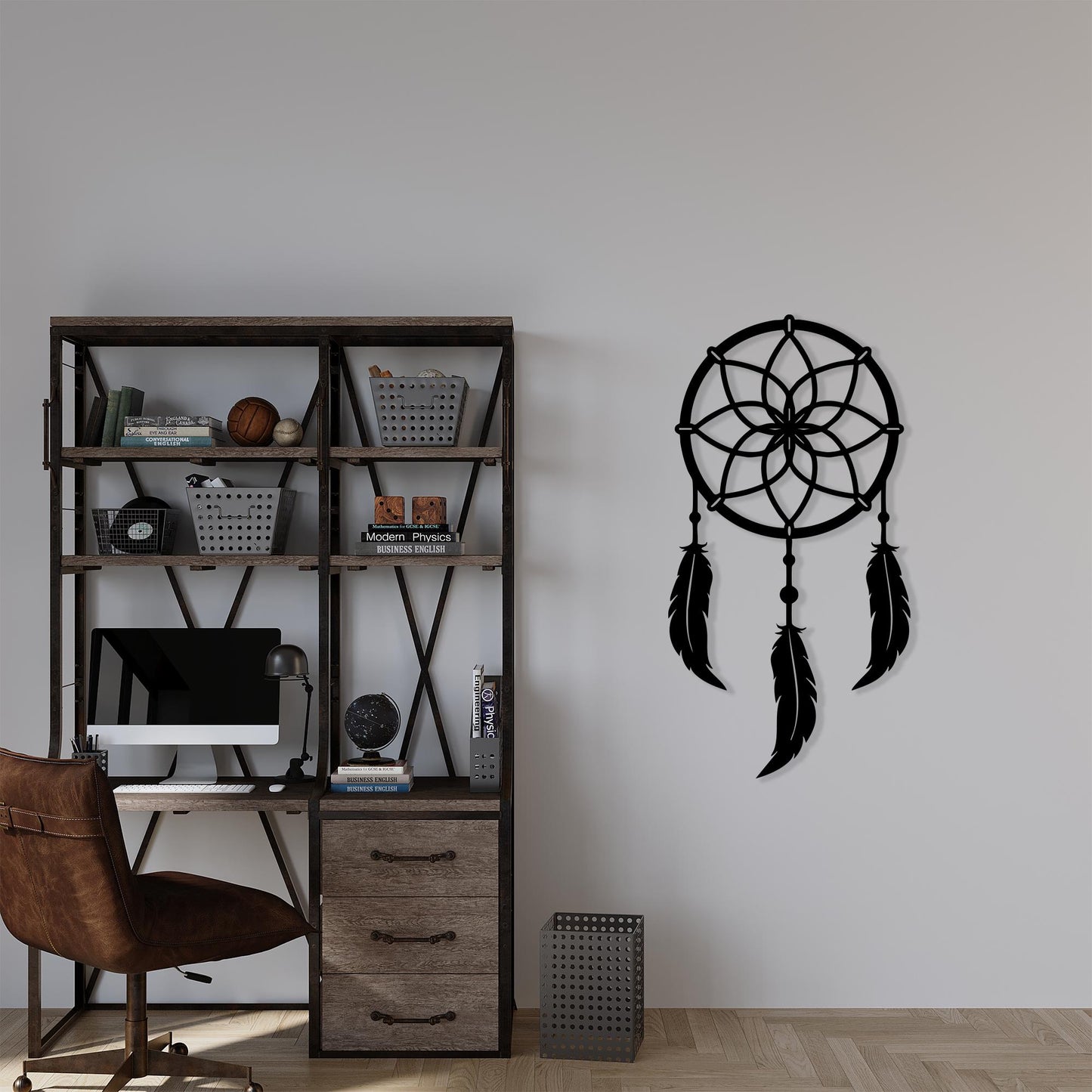 Dreamcatcher Black Metal Wall Art: Boho Feather Decor for Bedrooms, Unique Birthday Gifts