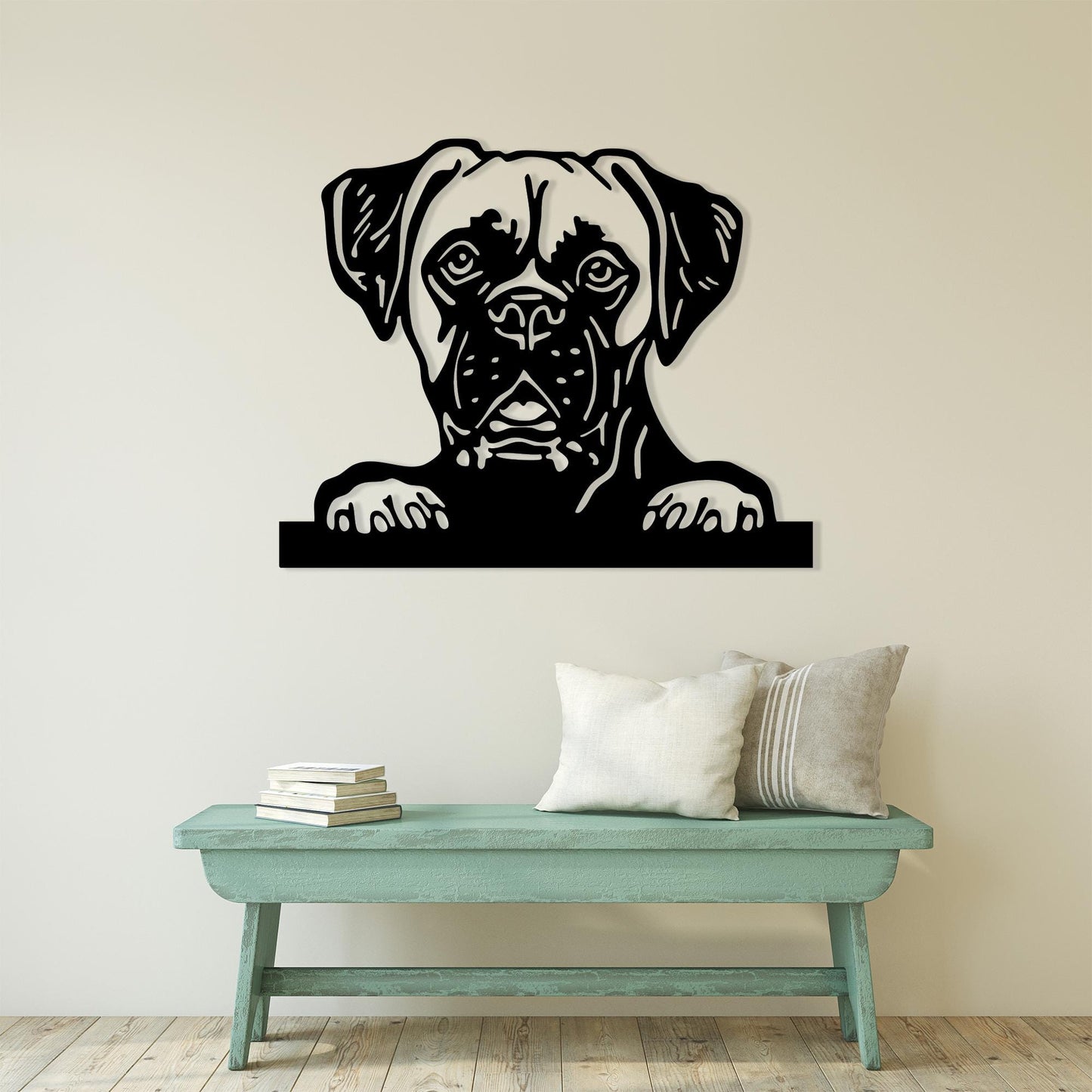 Boxer Dog Metal Wall Art: Modern Steel Silhouette