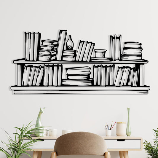 Bookshelf Decor, Metal Wall Art - Home Decor For Living Room - Unique Birthday Gift