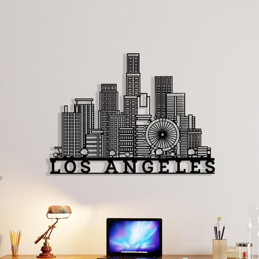 Los Angeles Skyline Metal Wall Art: Modern LA Cityscape Decor, Unique Birthday Gift