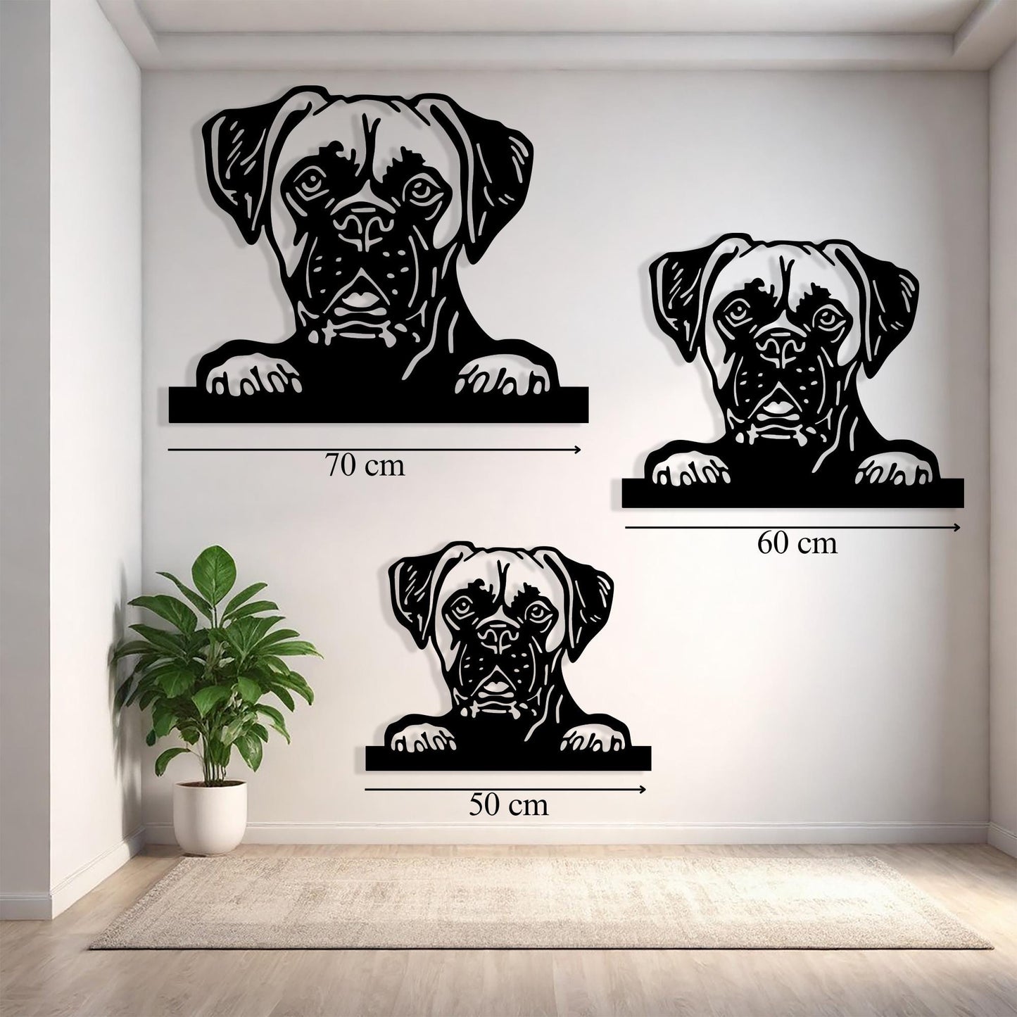 Boxer Dog Metal Wall Art: Modern Steel Silhouette