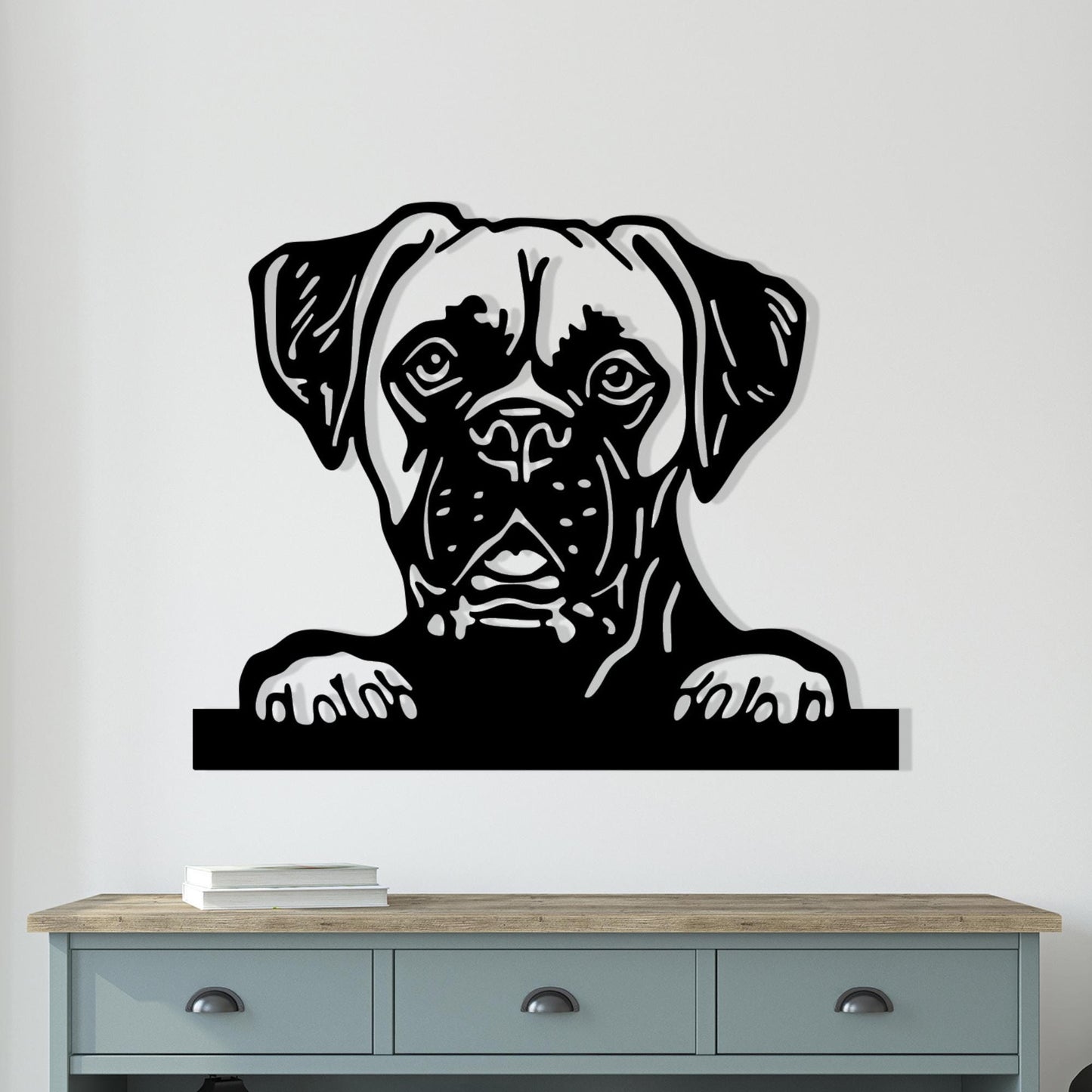 Boxer Dog Metal Wall Art: Modern Steel Silhouette