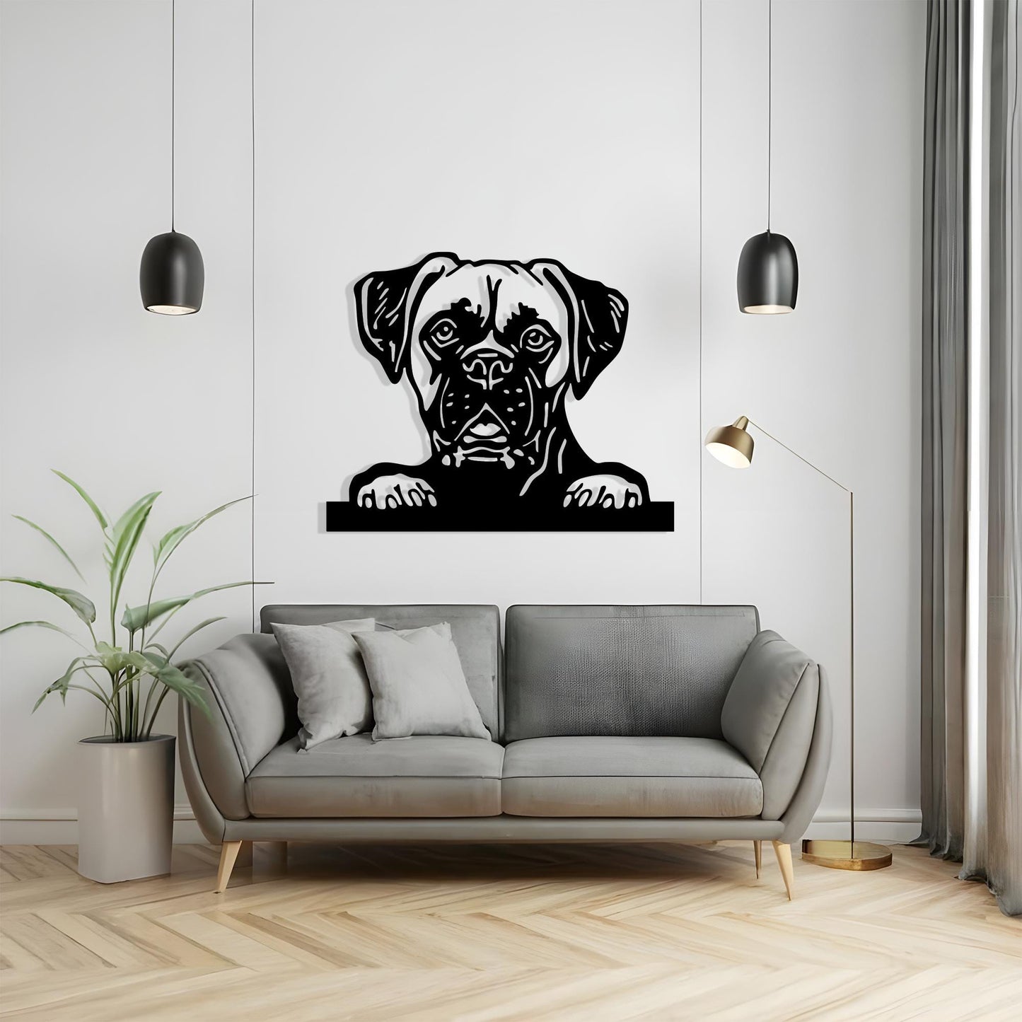 Boxer Dog Metal Wall Art: Modern Steel Silhouette