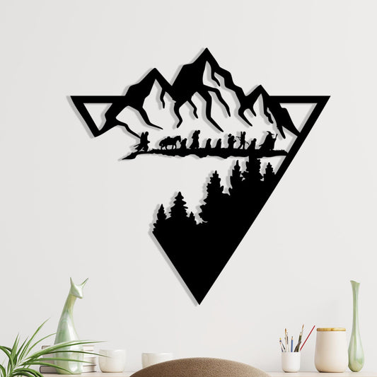 Lord of the Rings Metal Wall Art: Geometric Mountain Forest Decor