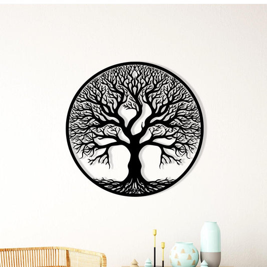 Tree of Life Metal Wall Art | Large Round Nature Decor | Family Heritage Gift