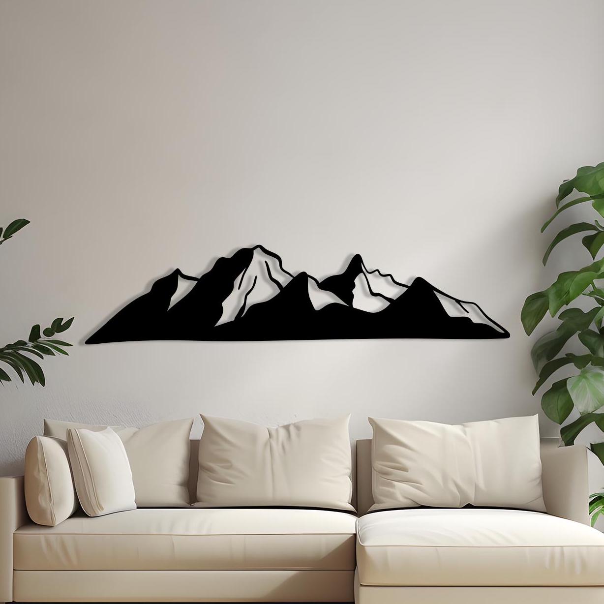 Black Metal Mountain Wall Art: Modern Nature Decor
