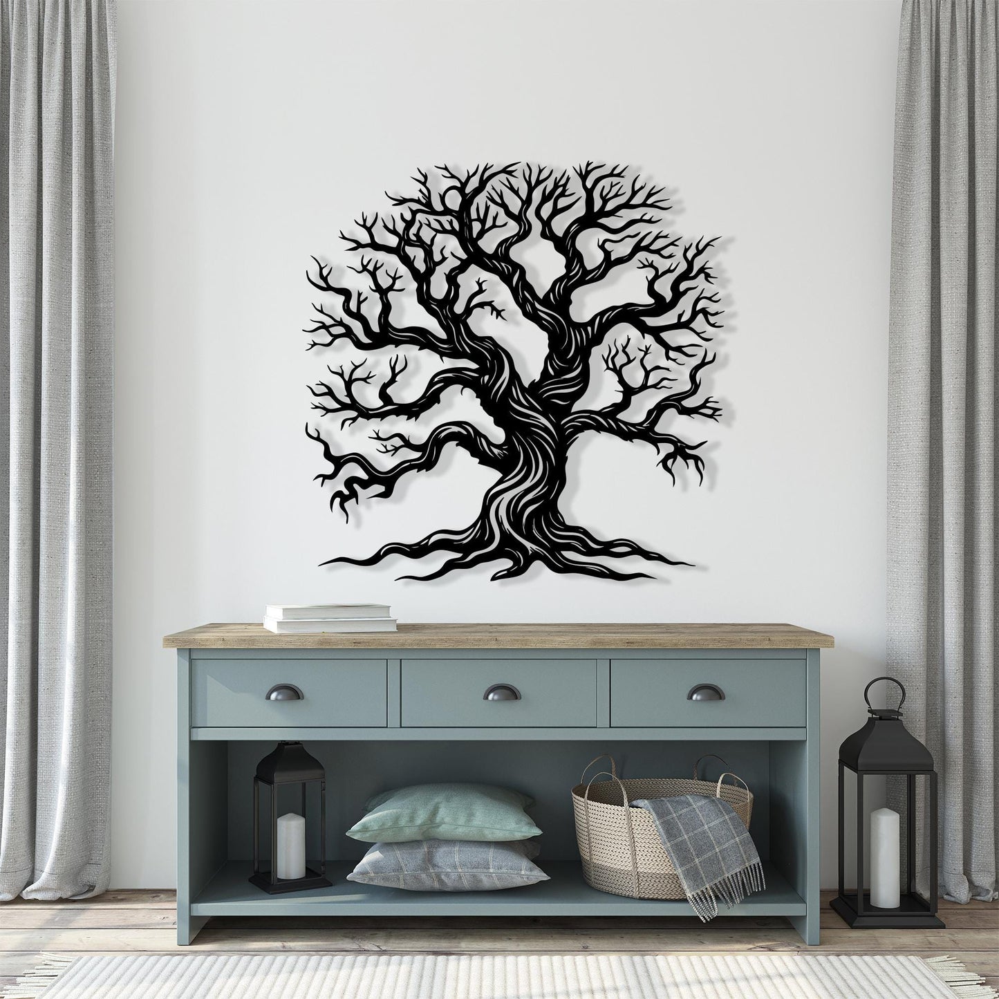 Tree of Life Metal Wall Art: Black Nature Inspired Home Decor