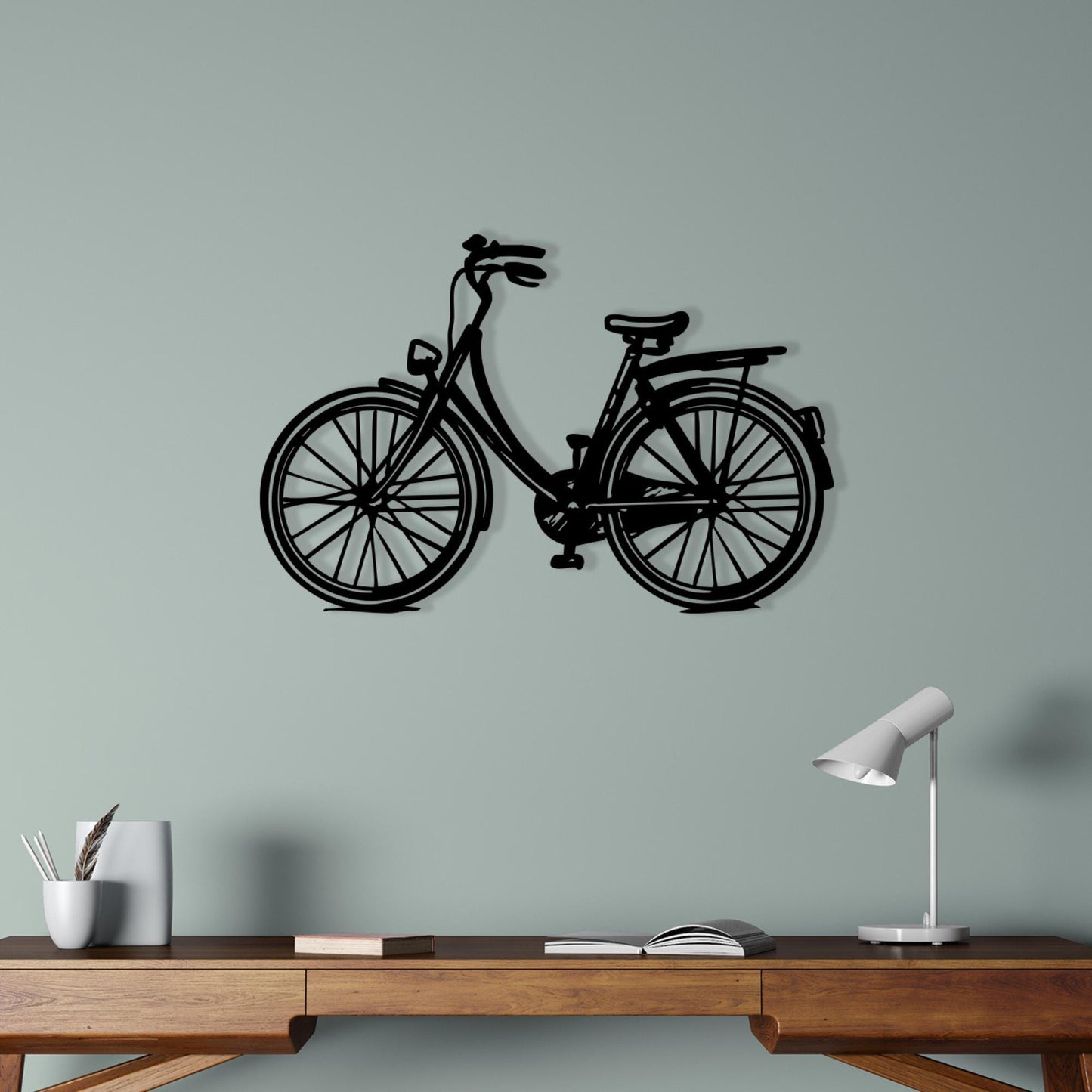 Bicycle Black Metal Wall Art: Minimalist Home Decor for Cyclists, Unique Birthday Gift