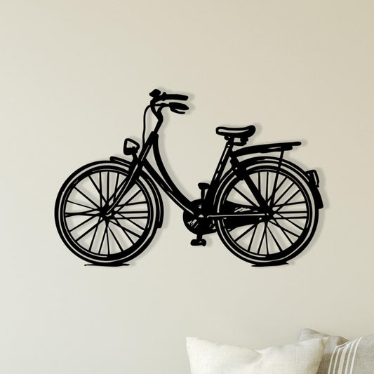 Bicycle Black Metal Wall Art: Minimalist Home Decor for Cyclists, Unique Birthday Gift