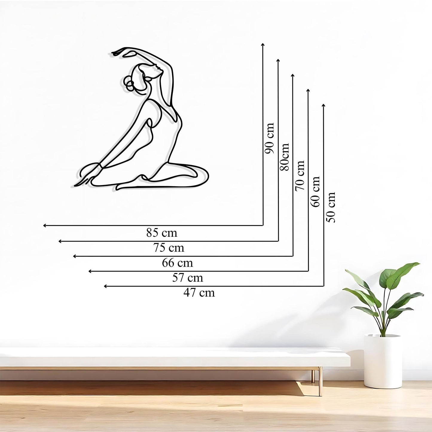 Yoga Pose Metal Wall Art: Minimalist Zen Decor