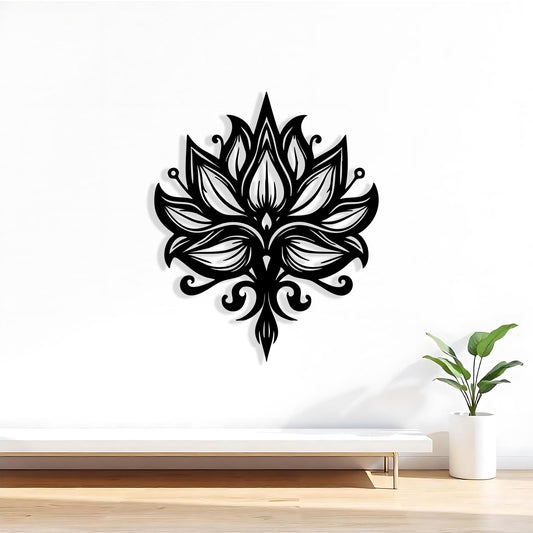 Lotus Flower Metal Wall Art: Mandala Zen Decor