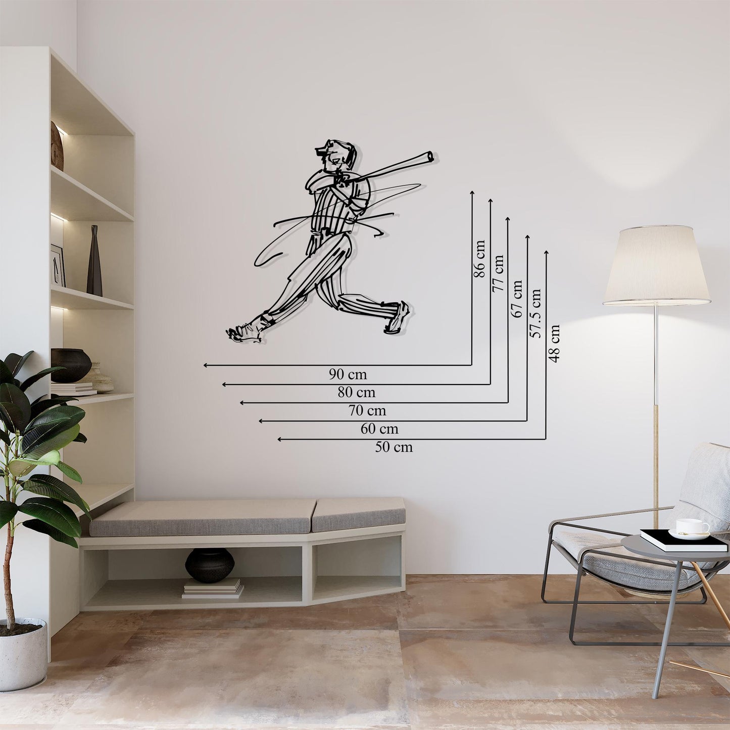 Baseball Player Metal Wall Art: Sports Room Decor, Athlete Gift