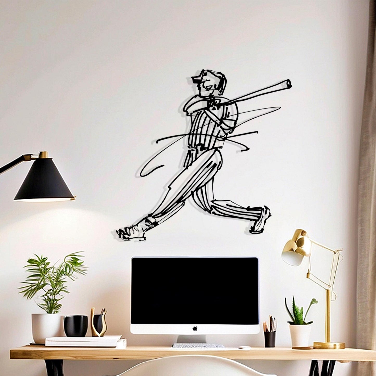 Baseball Player Metal Wall Art: Sports Room Decor, Athlete Gift