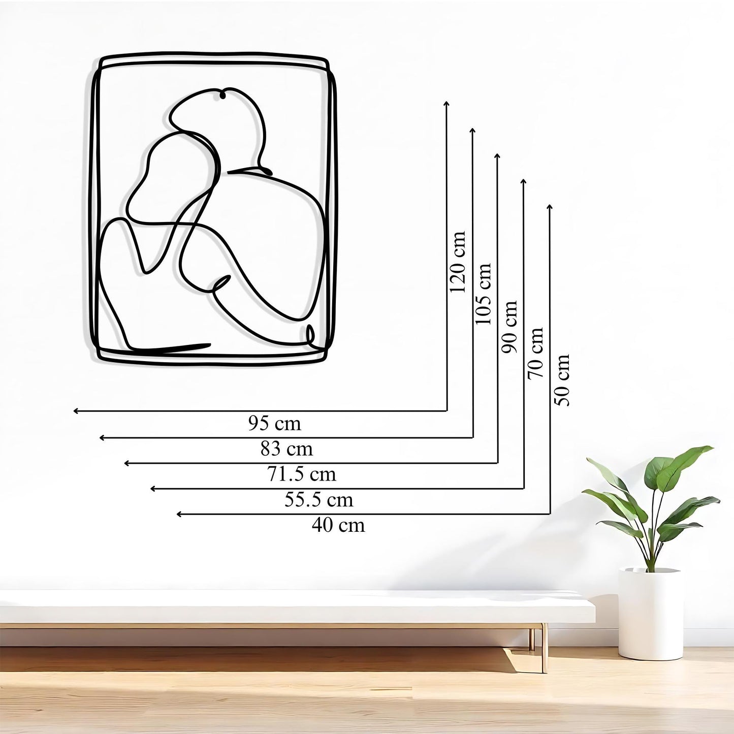 Couple Metal Wall Art: Minimalist Line Art, Modern Home Decor