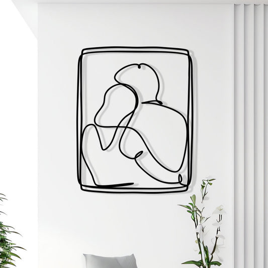 Couple Metal Wall Art: Minimalist Line Art, Modern Home Decor