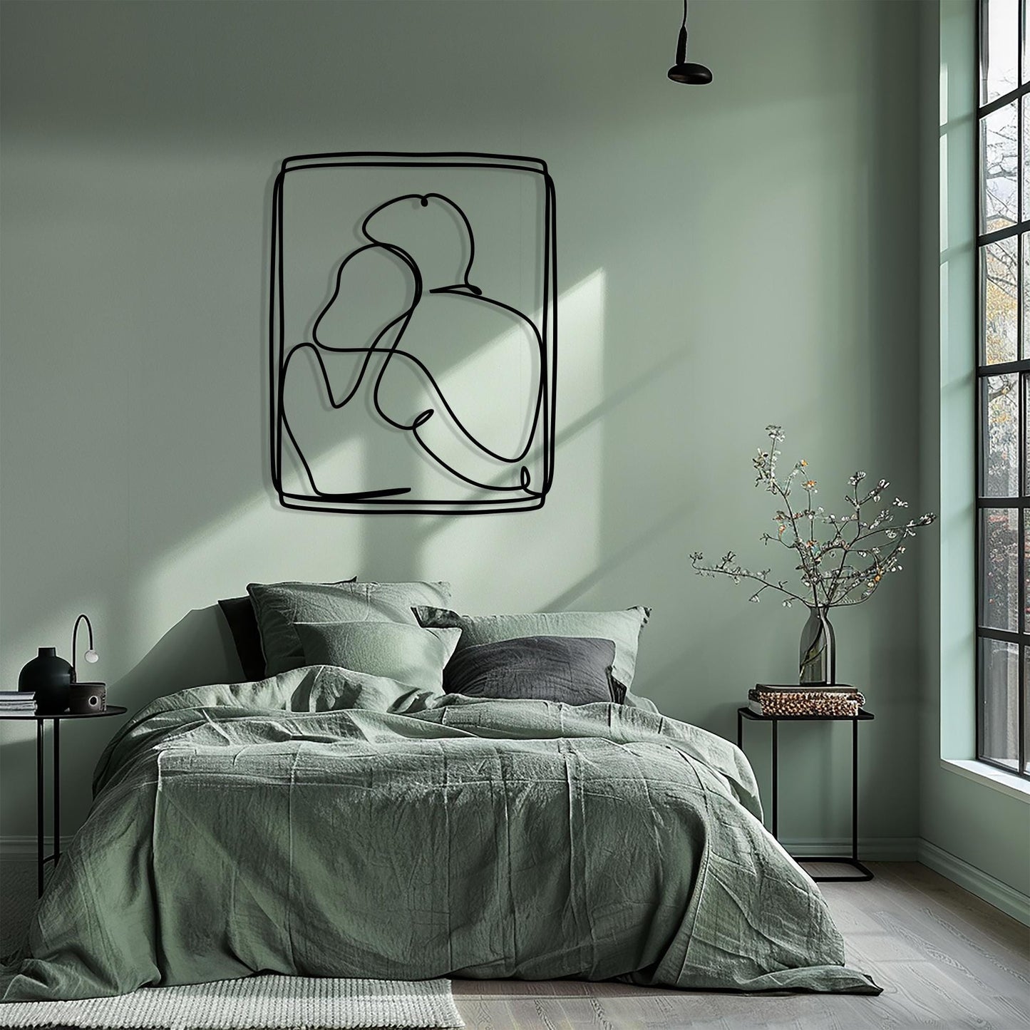 Couple Metal Wall Art: Minimalist Line Art, Modern Home Decor