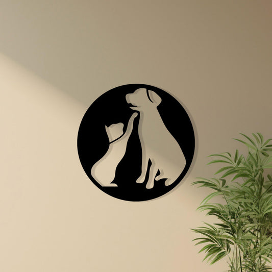Cat and Dog Metal Wall Art: Pet Lover Decor