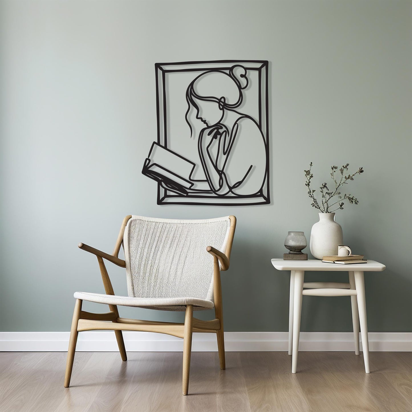 Woman Reading Metal Wall Art | Book Lover Gift | Minimalist Library Decor | Study Sign