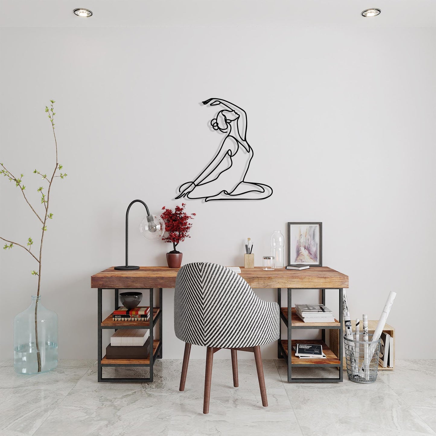 Yoga Pose Metal Wall Art: Minimalist Zen Decor