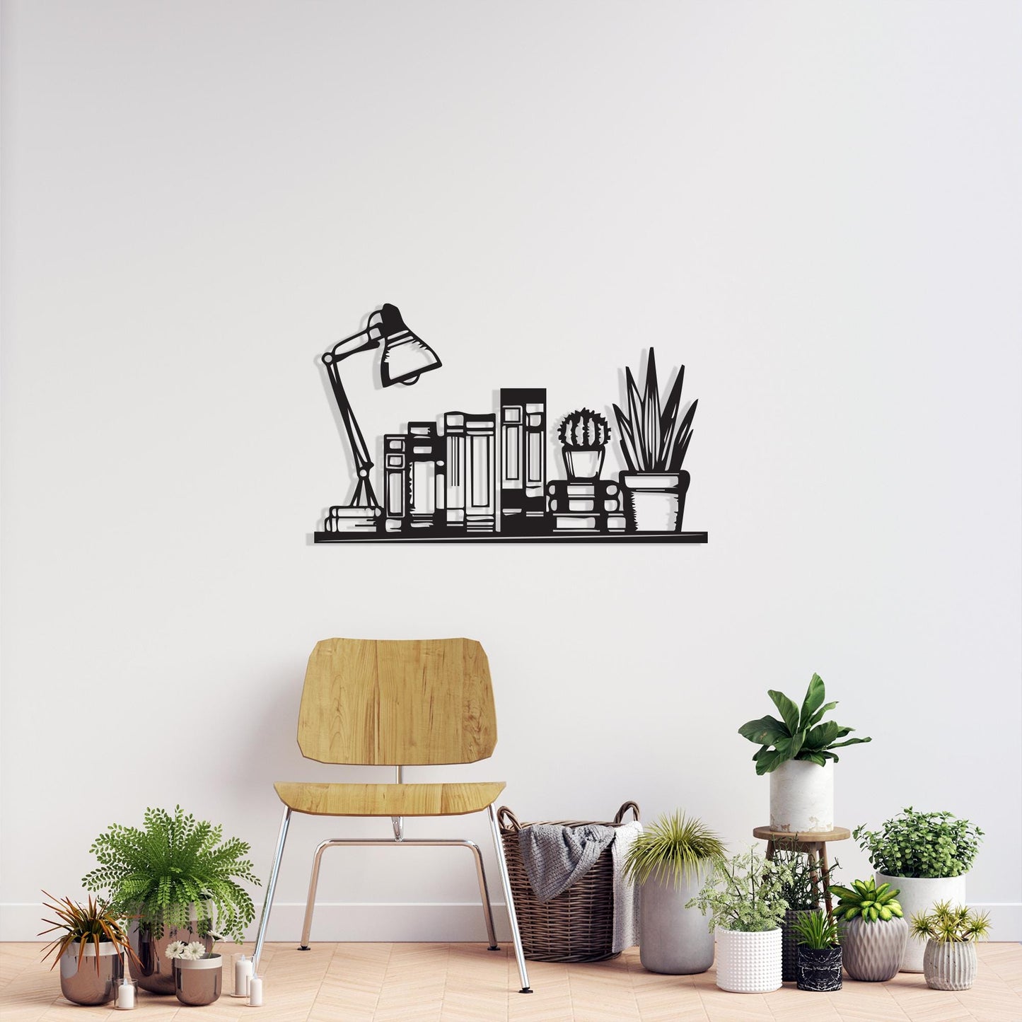 Black Metal Bookshelf Wall Art: Modern Reading Nook Decor, Unique Birthday Gifts