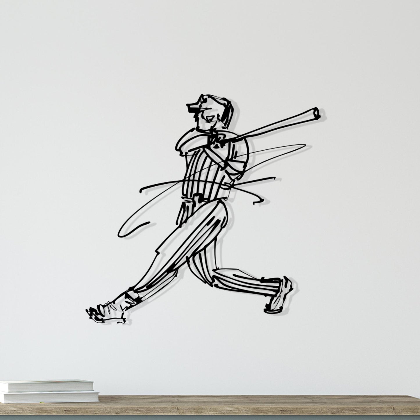 Baseball Player Metal Wall Art: Sports Room Decor, Athlete Gift