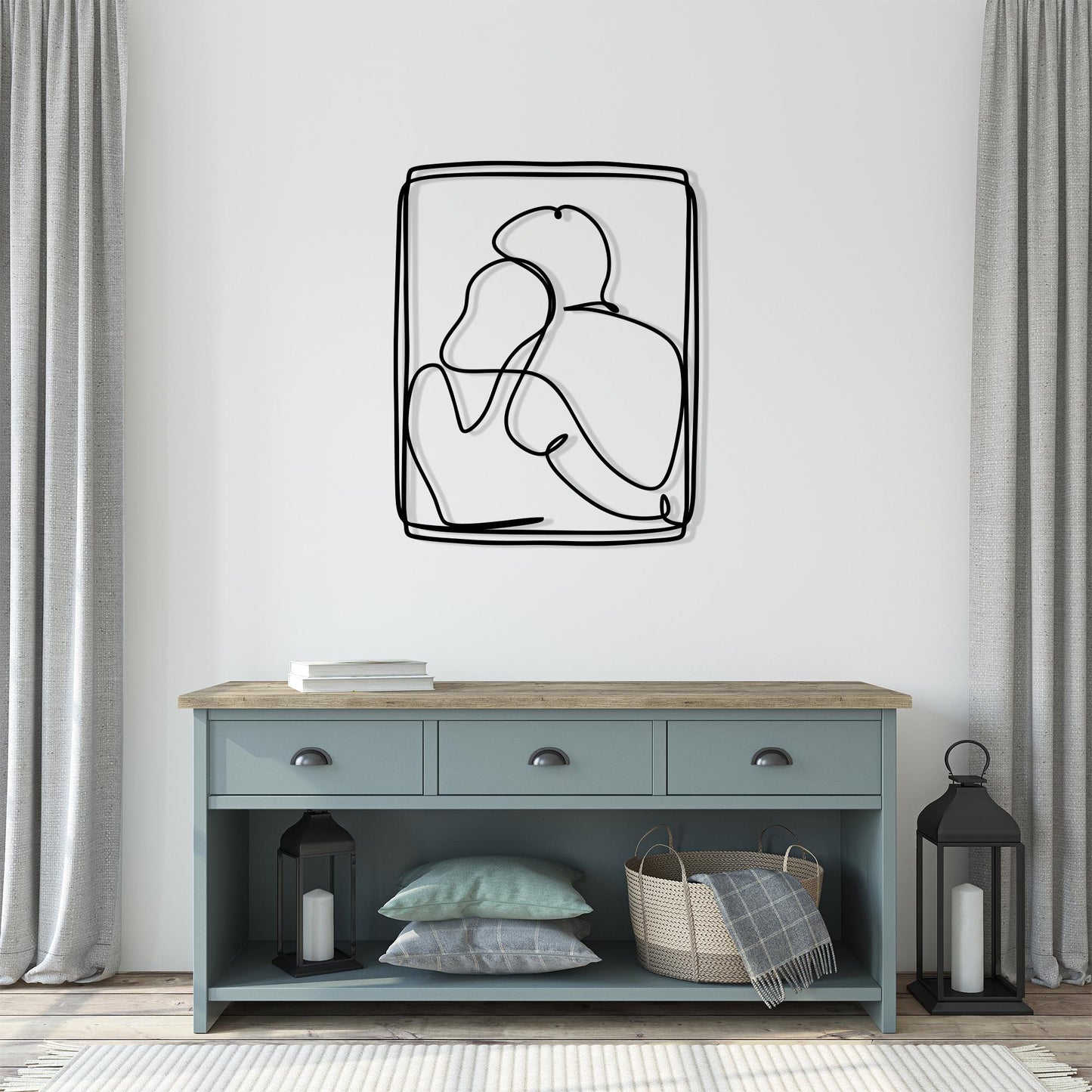 Couple Metal Wall Art: Minimalist Line Art, Modern Home Decor