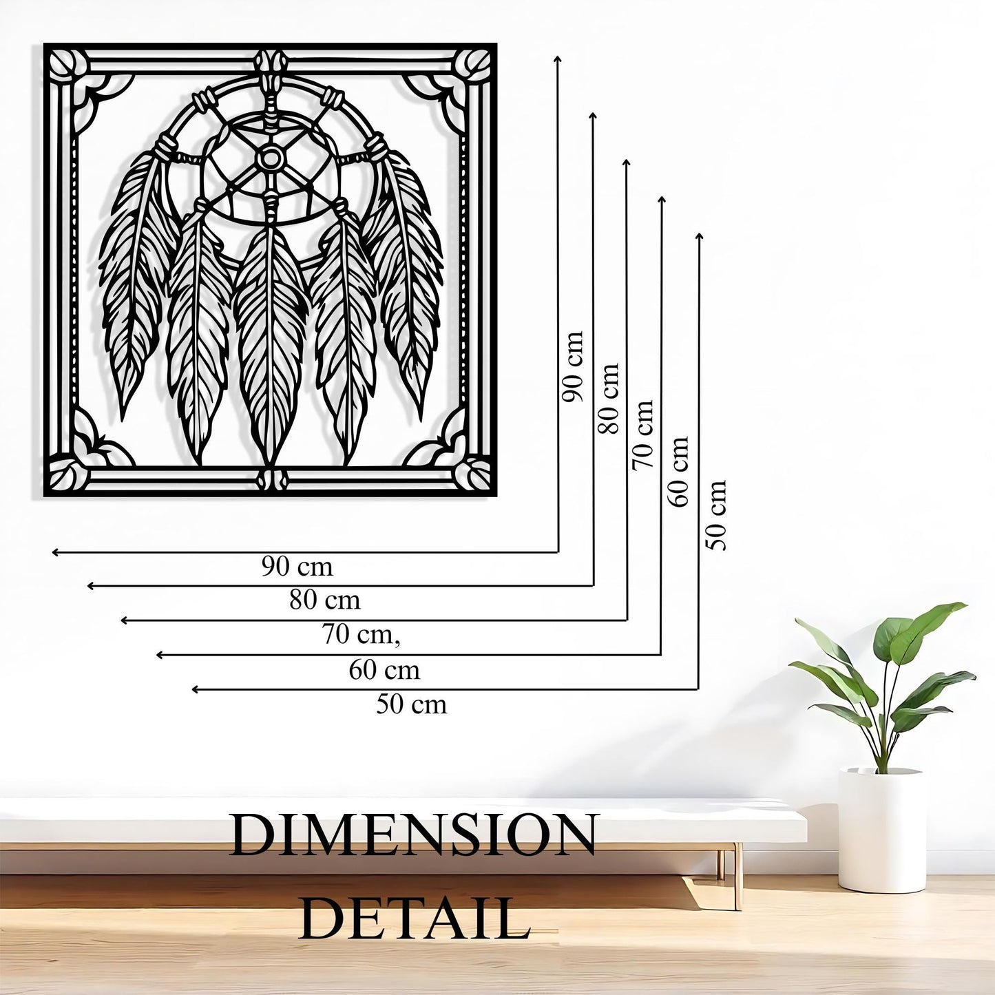 Boho Dreamcatcher Metal Wall Art: Tribal Feather Decor, Unique Birthday Gift