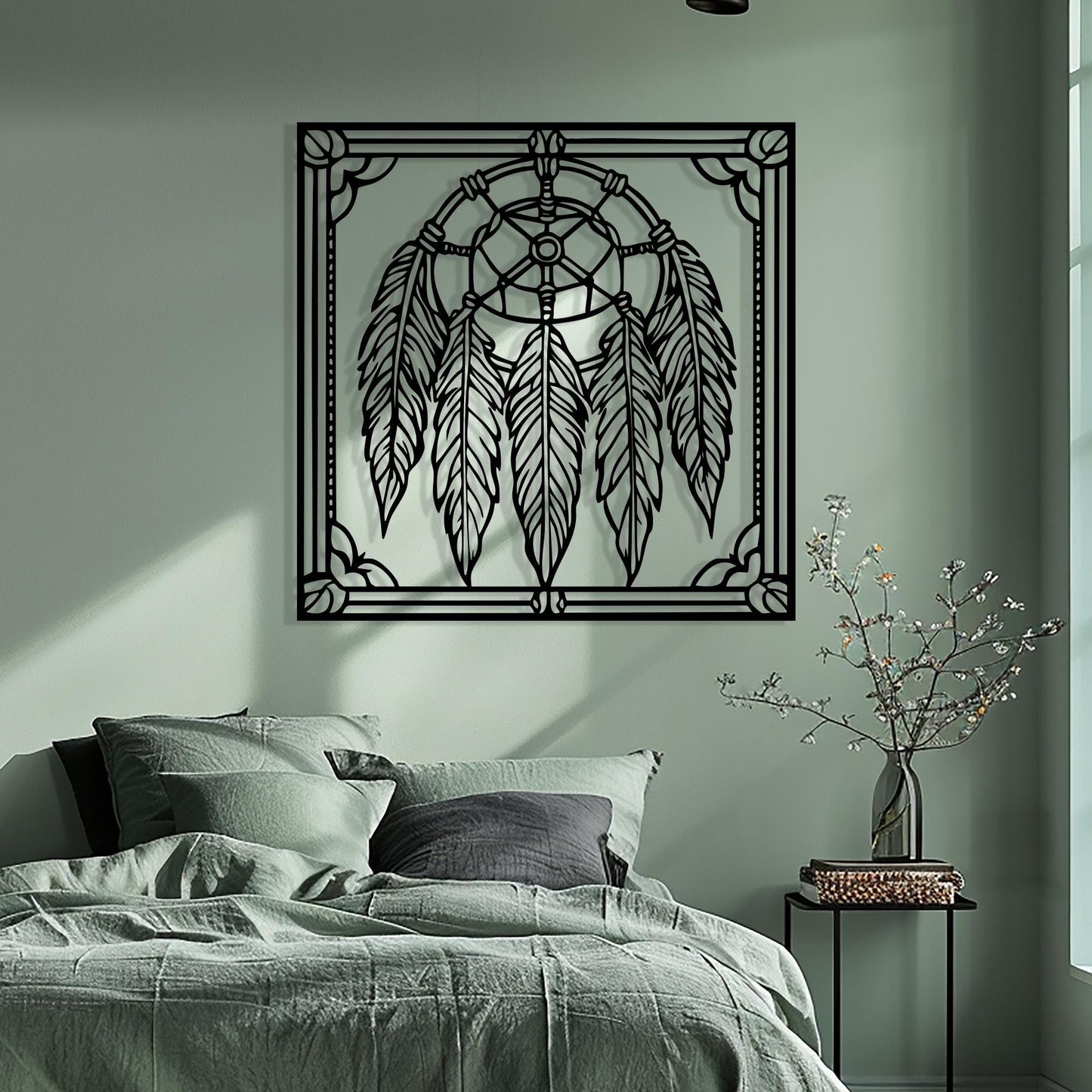 Boho Dreamcatcher Metal Wall Art: Tribal Feather Decor, Unique Birthday Gift