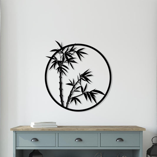 Bamboo Circle Metal Wall Art - Modern Home Decor for Living Room, Unique Birthday Gift