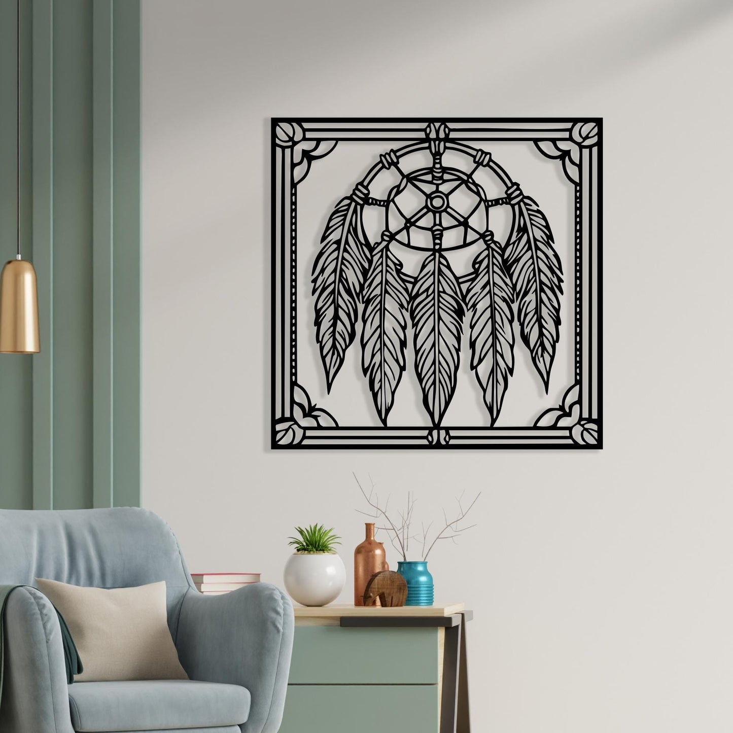 Boho Dreamcatcher Metal Wall Art: Tribal Feather Decor, Unique Birthday Gift