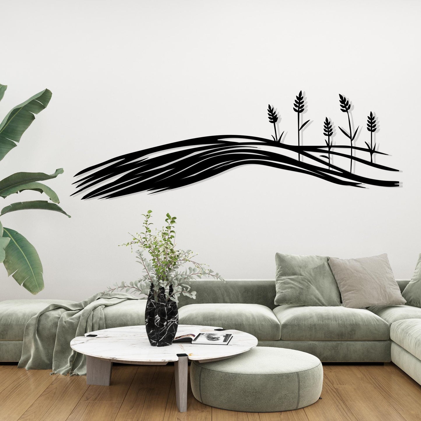 Wheat Field Metal Wall Art: Rustic Farmhouse Silhouette, Unique Birthday Gift