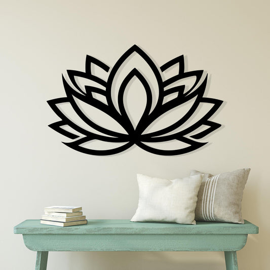 Lotus Flower Metal Wall Art: Yoga Zen Decor, Spiritual Mandala Sign